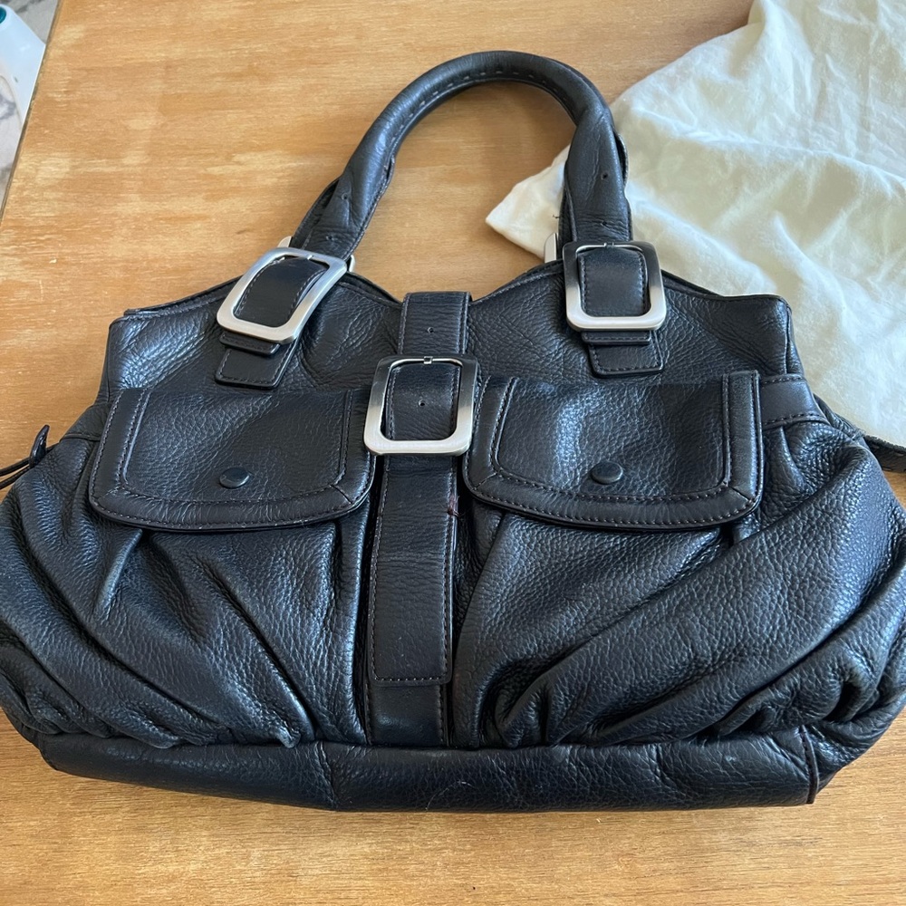 Cole Haan Black Leather Shoulder Bag with Sleek Design